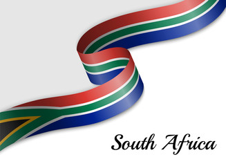 waving ribbon flag South Africa