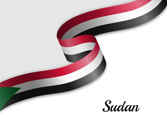 waving ribbon flag Sudan