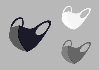 realistic hygienic black mask vectors for particulate respirator and coronavirus filter on gray background