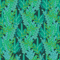 Colorful seamless pattern with leaves. Decorative colored wallpaper, good for printing. Hand drawn overlapping background. Design backdrop vector