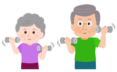 スクワット 筋トレ 男性女性 イラスト Wall Mural こけ田