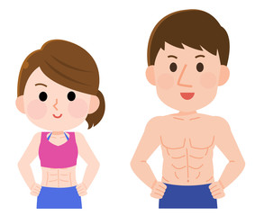 腹筋女子　腹筋男子　イラスト タイトル変更