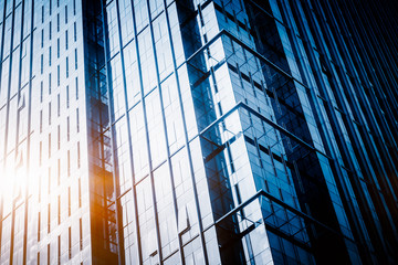 Urban abstract - windowed corner of office building.