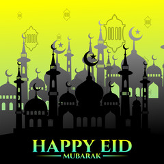 happy eid mubarak design vector