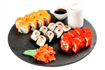 A portion of asian food on white background