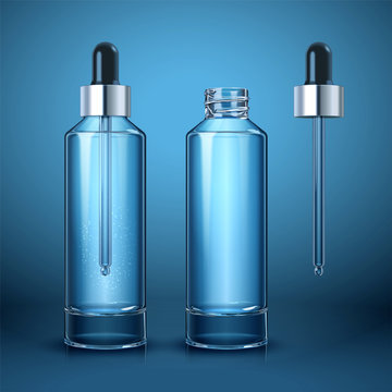 Blue skincare blank droplet bottle