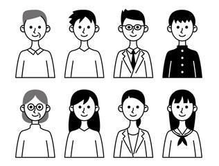人物　シンプル　老若男女　上半身