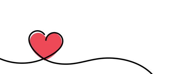 Valentinskarte mit Strichzeichnungen von einfachen Herzzeichen. © Vjom