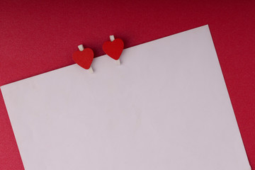 Red hearts on white letters envelopes background, use for wallpaper or card valentine day, copy space