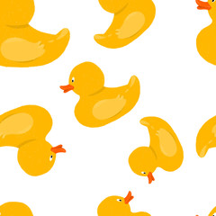 Cute pattern of yellow ducks for wrapping paper, greetings of friends, textiles, notebooks, etc.