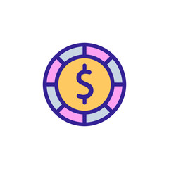 Roulette casino icon vector. Thin line sign. Isolated contour symbol illustration