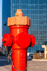 Red Fire Hydrant in city center