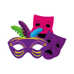 Mardi gras masks design, Party carnival decoration celebration festival holiday fun new orleans and traditional theme Vector illustration