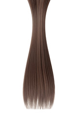 Brown hair isolated on white background. Long ponytail