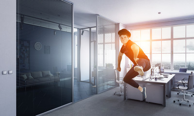 Dance is his world . Mixed media