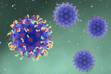 Obraz na płótnie Canvas Fighting the immune system against flu and cold viruses - 3D illustration