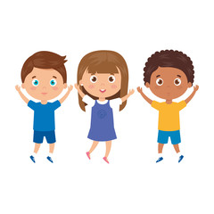 children standing on white background vector illustration design