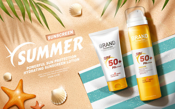 Sunscreen Ads At Relax Summer Beach