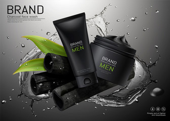 Charcoal men face wash ads