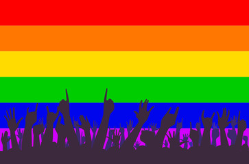 LGBT Rainbow Transgender Rainbow Flag With Waving Hands