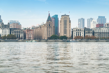 Panoramic view of the bund city in huangpu district, Shanghai