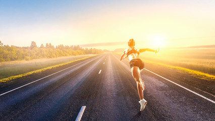 Young athlete woman. Mixed media