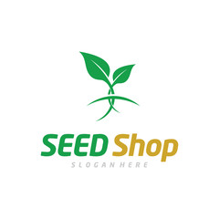 Seed Shop Logo, Nature And Leaf Logo
