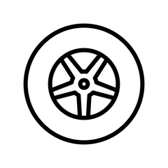 Car wheel line icon vector
