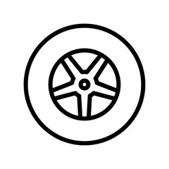 Fototapeta premium Car wheel line icon vector