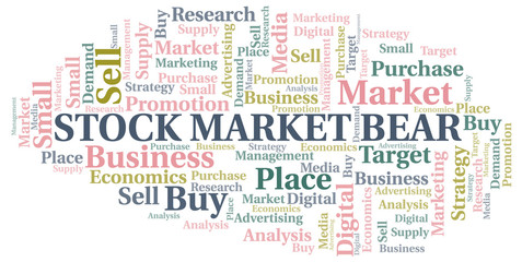Stock Market Bear word cloud. Vector made with text only.