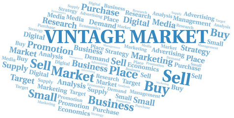 Fototapeta premium Vintage Market word cloud. Vector made with text only.