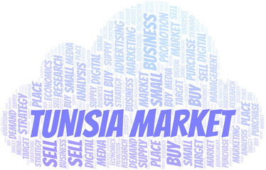 Obraz premium Tunisia Market word cloud. Vector made with text only.