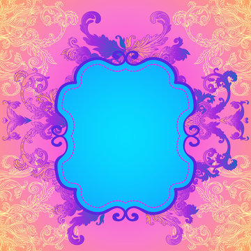 Vintage baroque floral seamless pattern in bright neon colors. 1980s style. Ornate vector decoration. Luxury, royal and Victorian concept. Vintage design with repetition. Heraldic floral texture.