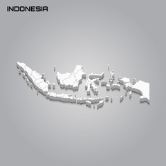 Indonesia 3d map with borders of regions