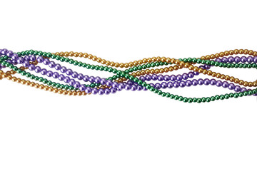 Fototapeta Three colors mardi gras beads for decoration isolated ob white background obraz