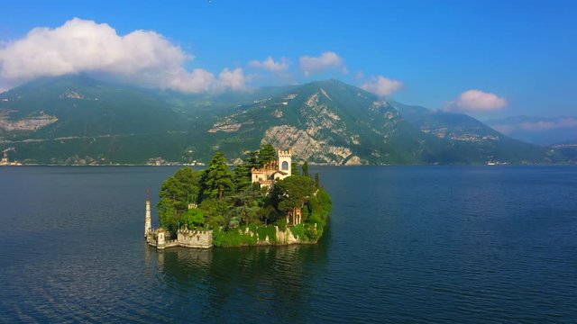 	 Aerial view, Loreto island, Lake Iseo, Italy
