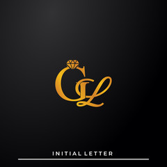 Initial Letter Luxury GL with diamond. Diamond Icon in Flat Style Logo.gl