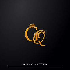Initial Letter Luxury GQ with diamond. Diamond Icon in Flat Style Logo.
