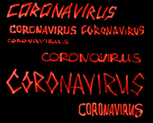 text caution coronavirus on a black background. coronavirus epidemic.