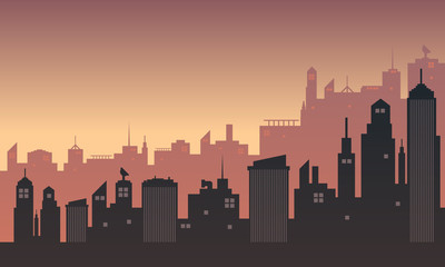 Fototapeta na wymiar Illustration of urban silhouette with a twilight atmosphere