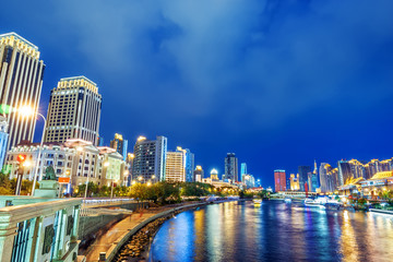 Fototapeta premium Tianjin City, China, night view