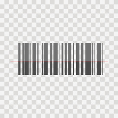 Barcode vector icon on a transparent background.