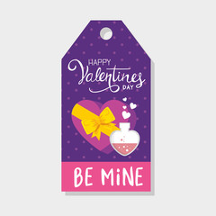 label happy valentines day with decoration vector illustration design