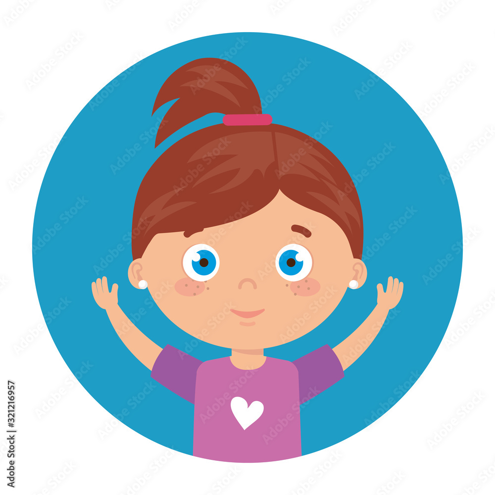 Poster beautiful girl smiling with his hands up vector illustration design