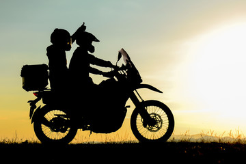 The background of friends traveling to see different geographies by motorcycle