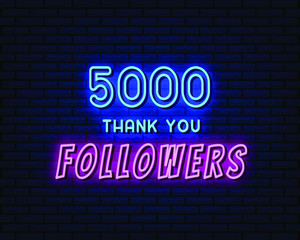 5000 followers neon sign
