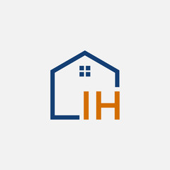 letter I H with House element. Construction logo template, Home and Real Estate icon. Housing Complex Simple Vector Logo Template. - vector
