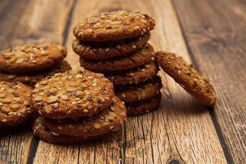 Oatmeal cookies.Oatmeal cookies on a wooden background. Dessert.