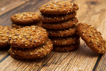 Oatmeal cookies.Oatmeal cookies on a wooden background. Dessert.