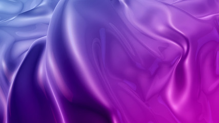 Purple background with silk drapery. 3D illustration, 3D visualization.